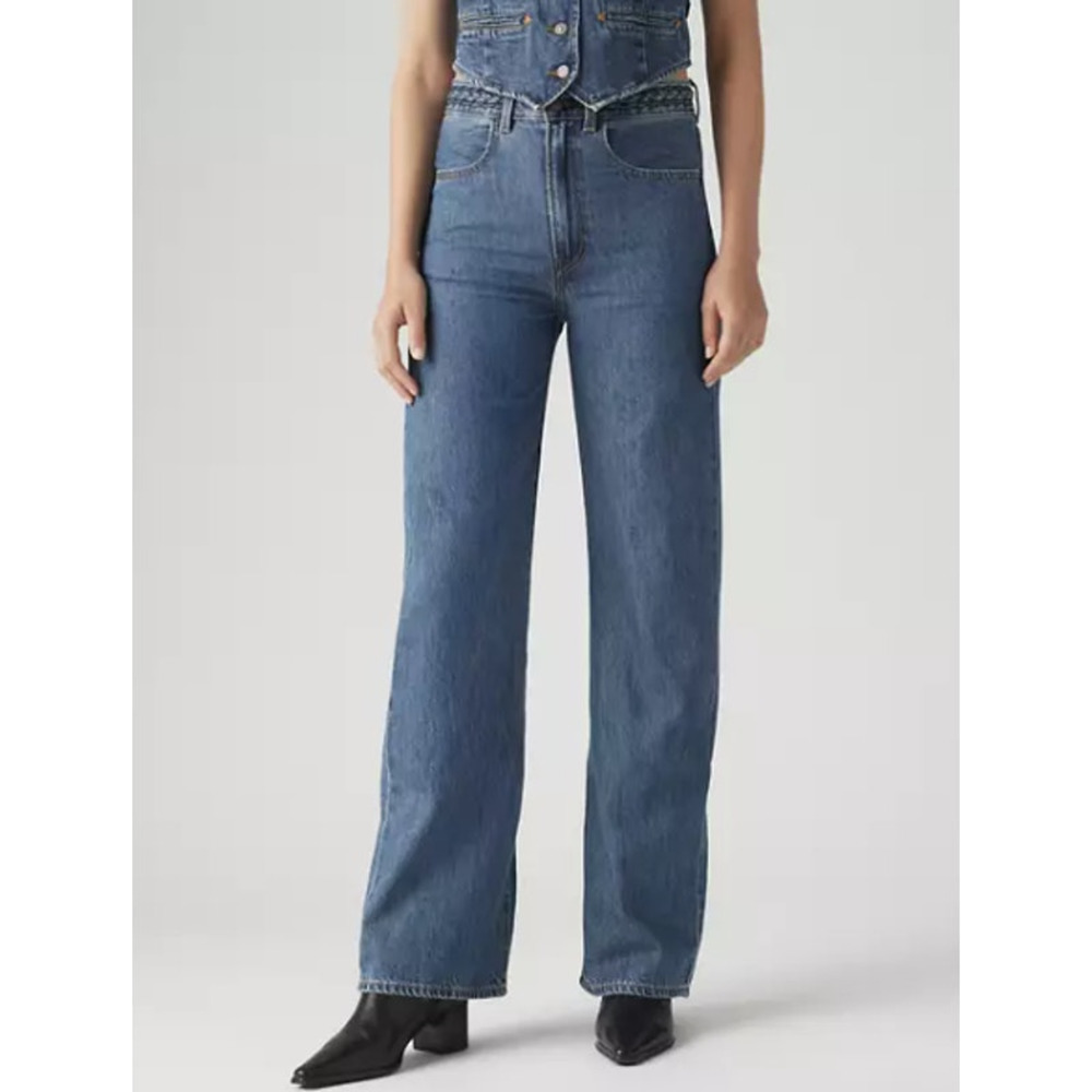 Levi's Women's Ribcage Wide Leg Braided Jeans Dark Wash 31